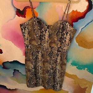 Naven Snake Print Spaghetti Strap Dress